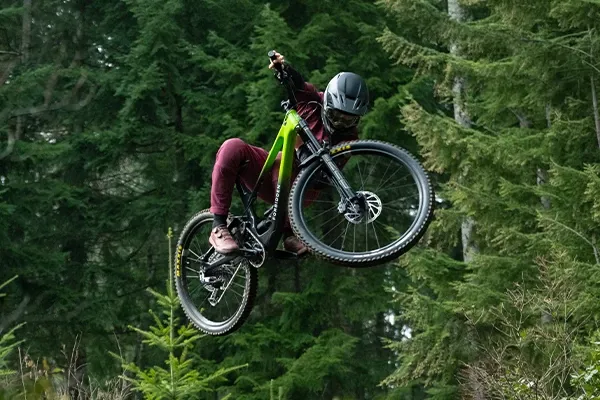 Forbidden Dreadnought regular mountain bike steezy jump on trail