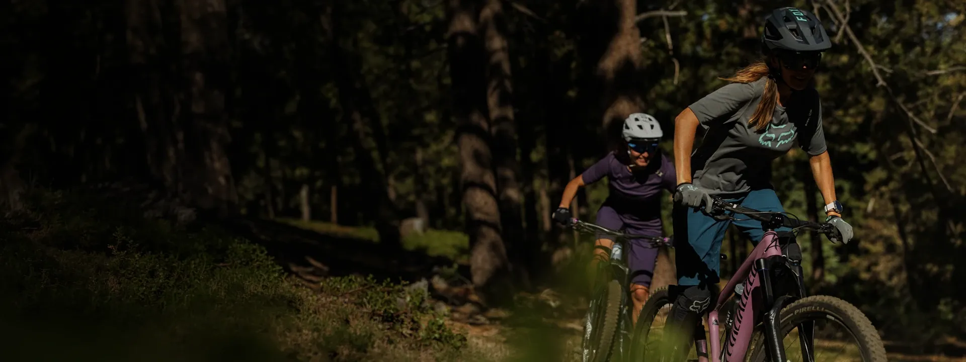 Female cyclist wearing cycling gloves on a ride