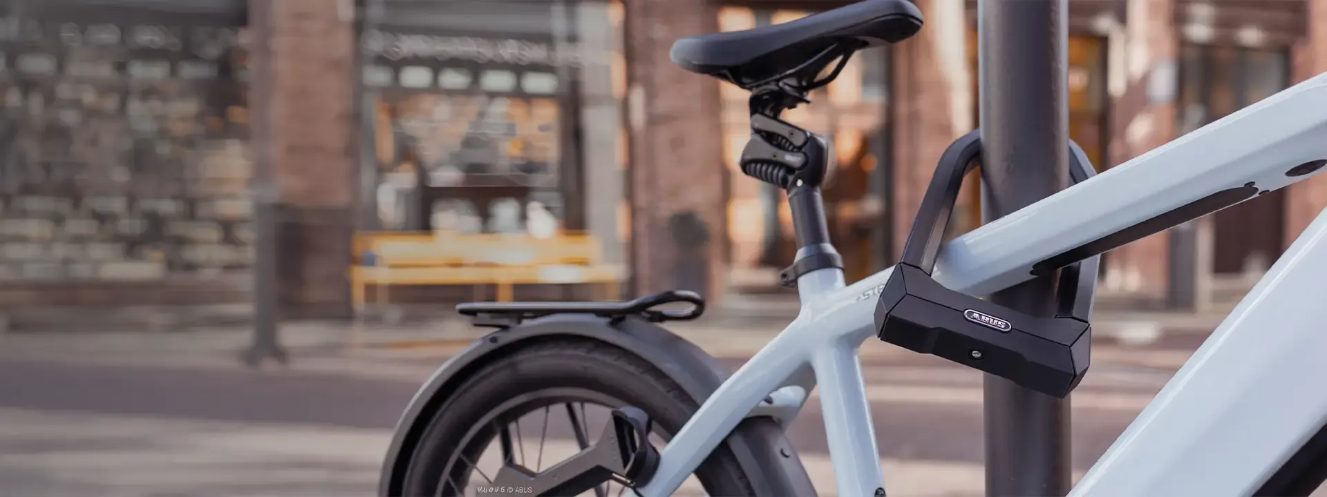 ABUS bike lock fitted to an urban bicycle