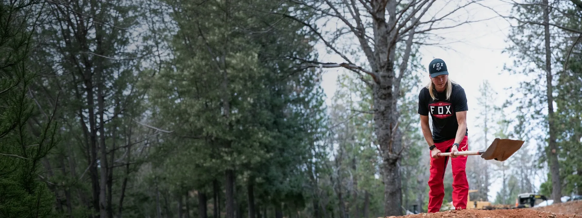 Mountain biker wearing an MTB T-shirt on a trail ride