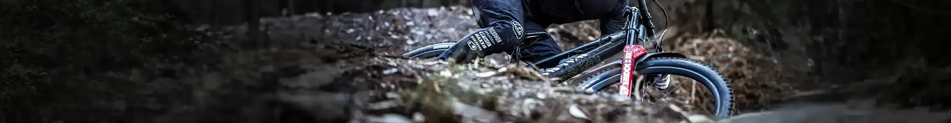 Mountain bike on a rocky woodland trail