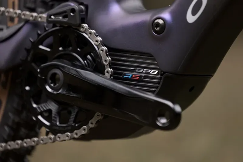 Orbea Rise detail shot showing shimano ep8 RS tuned motor