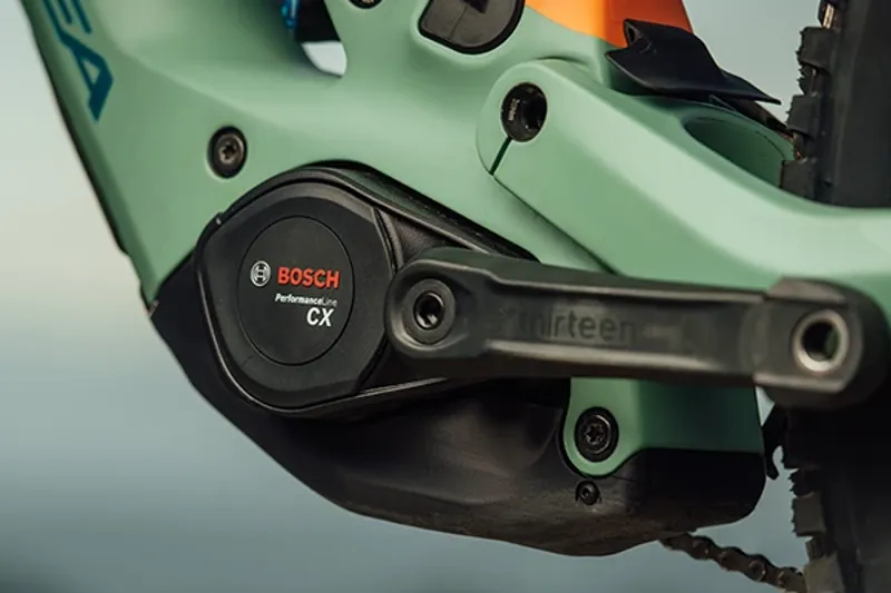 Bosch Performance CX motor integrated into the Orbea Wild electric mountain bike frame