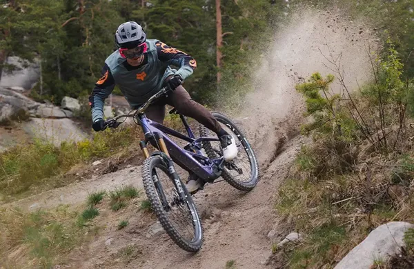 Orbea Wild LT electric mountain bike schralping a turn