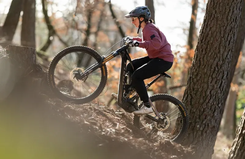 Climbing very steep terrain on the Pivot Shuttle AMP'd full suspension electric mountain bike