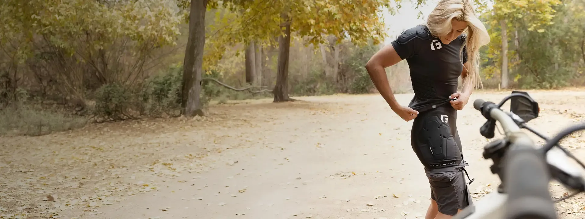 Mountain biker wearing protective padded undershorts