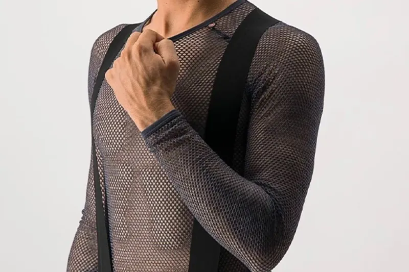 Castelli Miracolo wool long sleeve road cycling base layer fabric detail