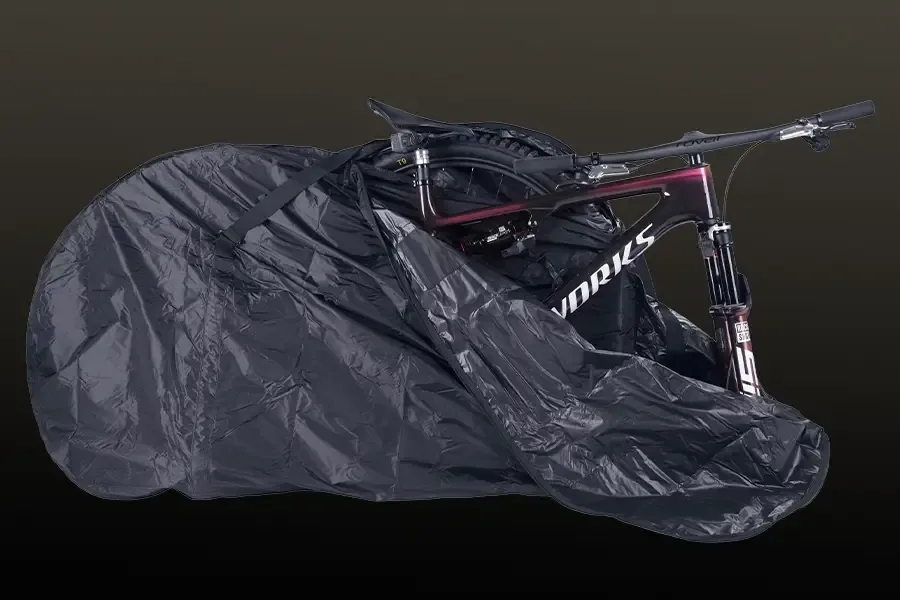 S-Works mountain bike in an EVOC protective bike cover