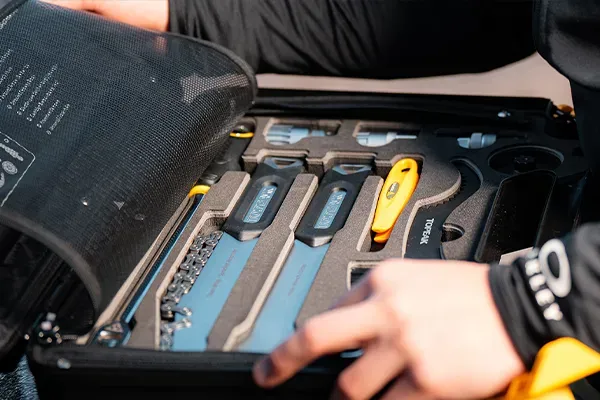 An open bicycle tool kit