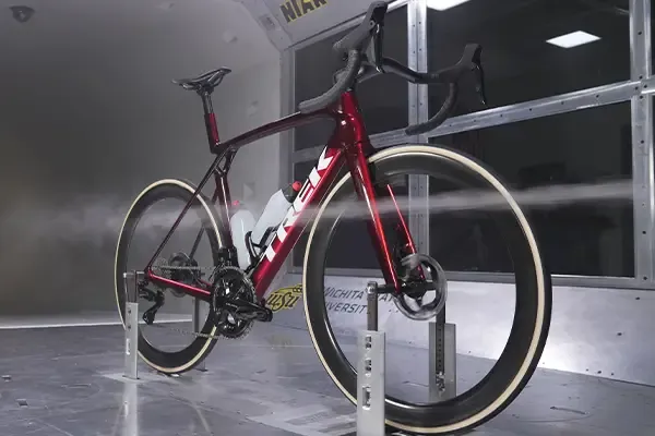 Side view of the aerodynamic Trek Madone Gen 8 frame