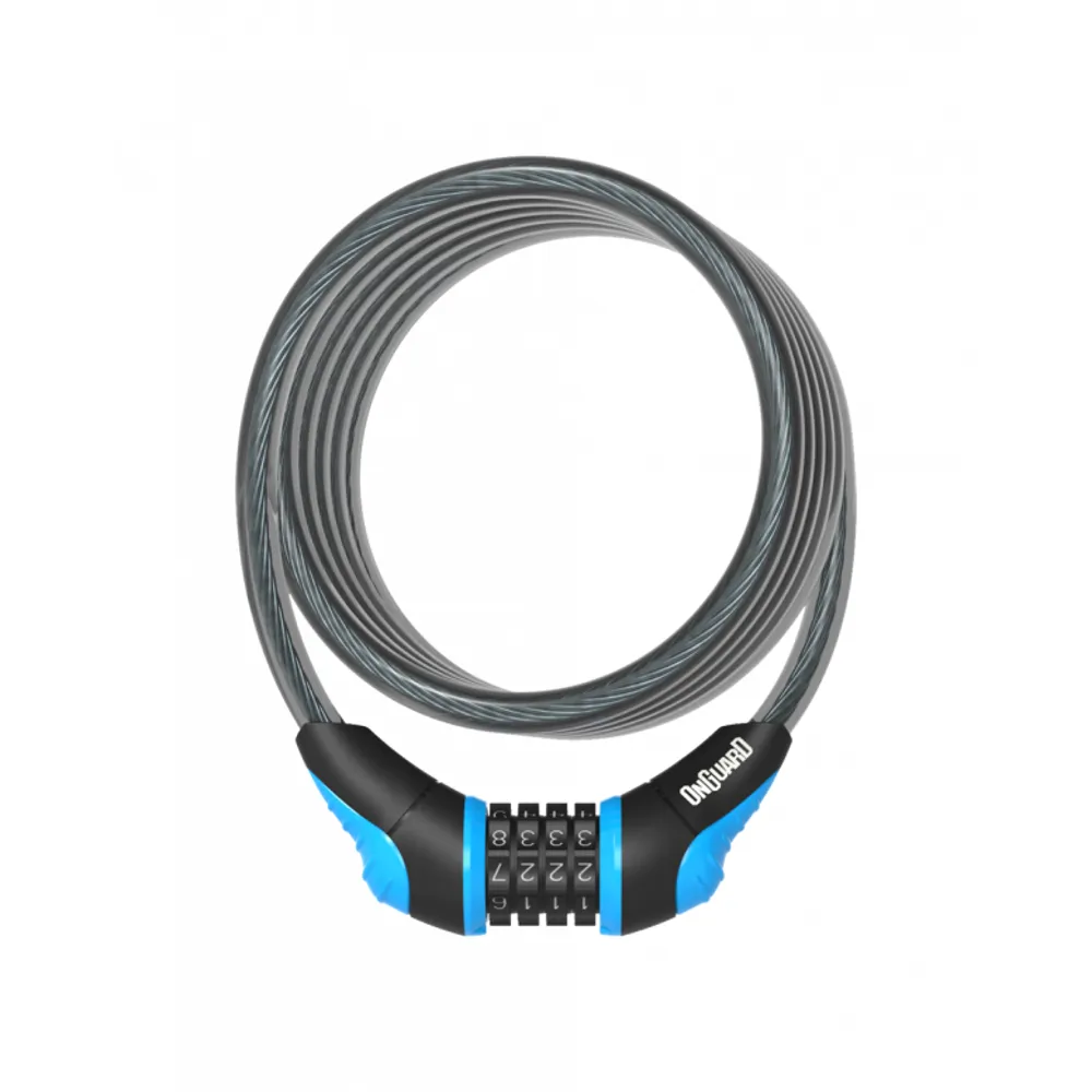 uPRISE Bikes Onguard OnGuard Neon Combo Coil Cable Lock - Black/Blue - 180cm x 12mm | Price match, 365 day return s, 18-Month Warranty, Finance Available & Free UK Delivery