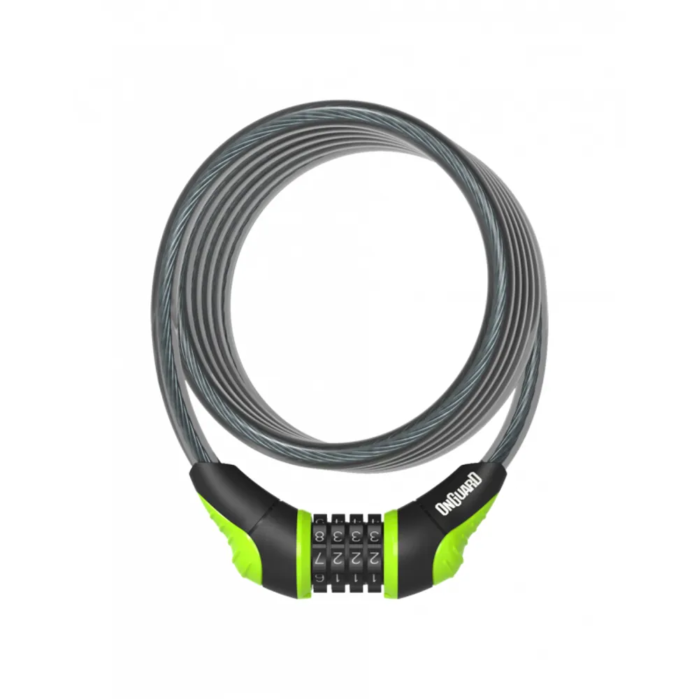 uPRISE Bikes Onguard OnGuard Neon Combination Cable Lock - Black/Green - 180cm x 10mm | Price match, 365 day return s, 18-Month Warranty, Finance Available & Free UK Delivery