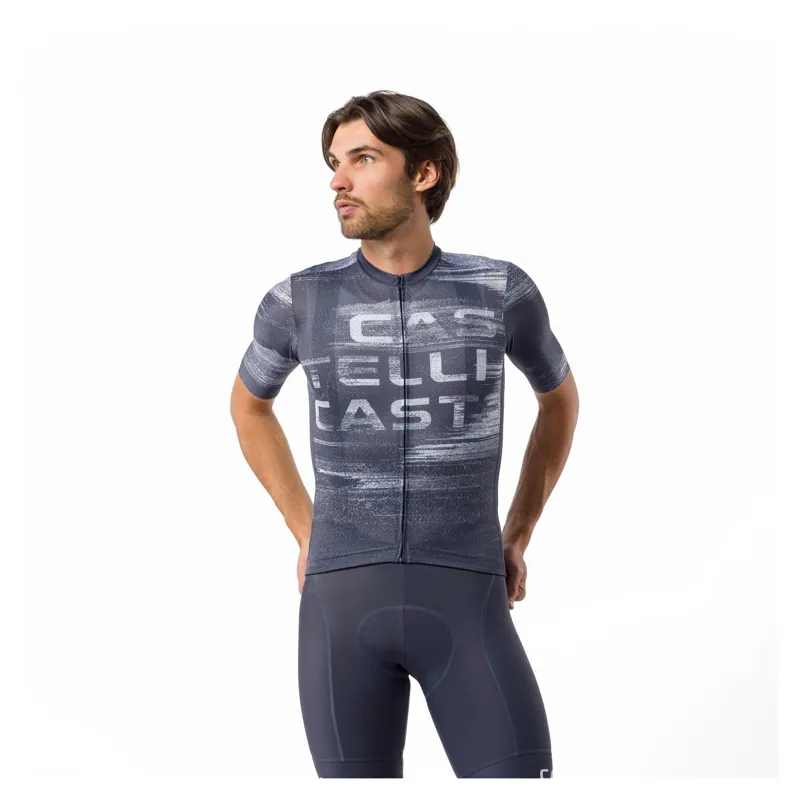 Castelli Stratus Logo Men's Short Sleeve Jersey - Twilight Blue/Winter Sky