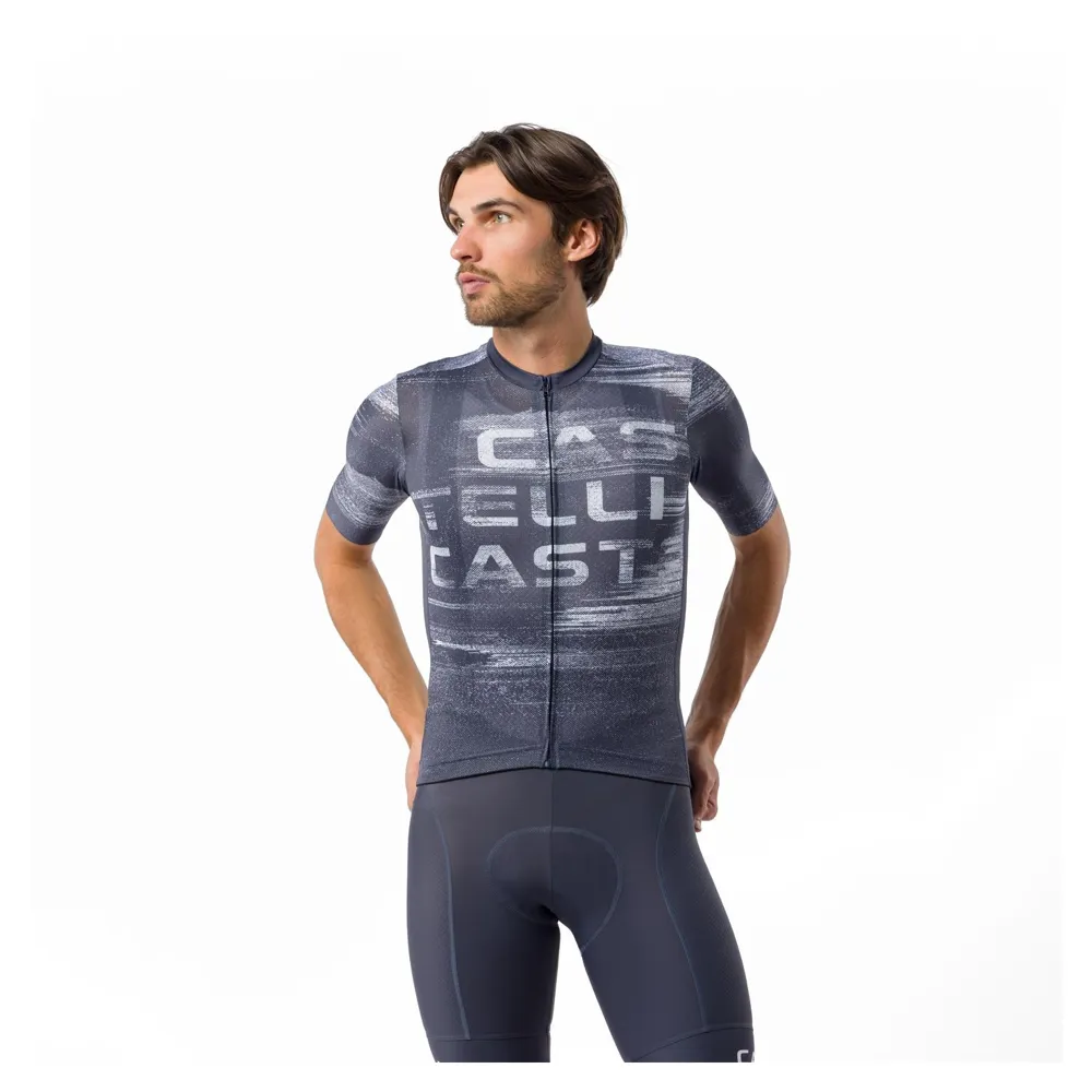 uPRISE Bikes Castelli Stratus Logo Men's Short Sleeve Jersey - Twilight Blue/Winter Sky | Price match, 365 day returns, 18-Month Warranty, Finance Available & Free UK Delivery