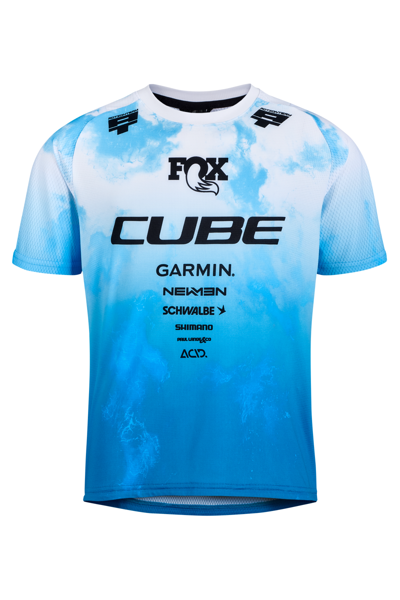 Cube Rookie X ActionTeam Short Sleeve MTB Kids Jersey - Topas Blue
