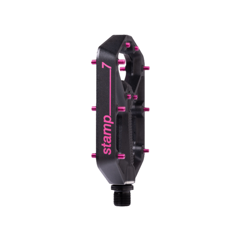 Crank Brothers Stamp 7 MTB Flat Pedals - Black/Pink-1