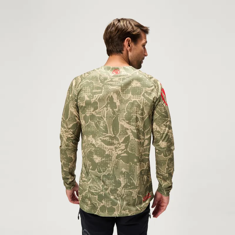 Endura Grid Floral LTD Print Men's Long Sleeve Jersey - Tweed Green-1