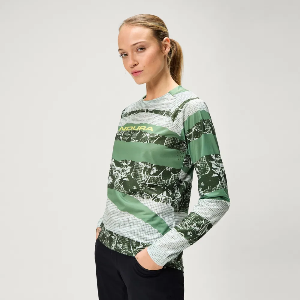 uPRISE Bikes Endura Patchwork LTD Print Women's Long Sleeve Jersey - Machair Green | Price match, 365 day return s, 18-Month Warranty, Finance Available & Free UK Delivery