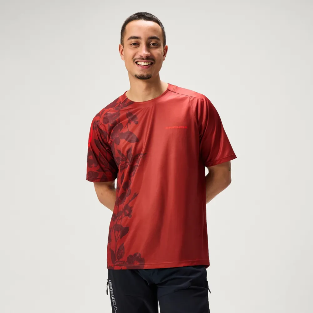 uPRISE Bikes Endura Botanic LTD Print Men's Short Sleeve Jersey - Brick Red | Price match, 365 day return s, 18-Month Warranty, Finance Available & Free UK Delivery