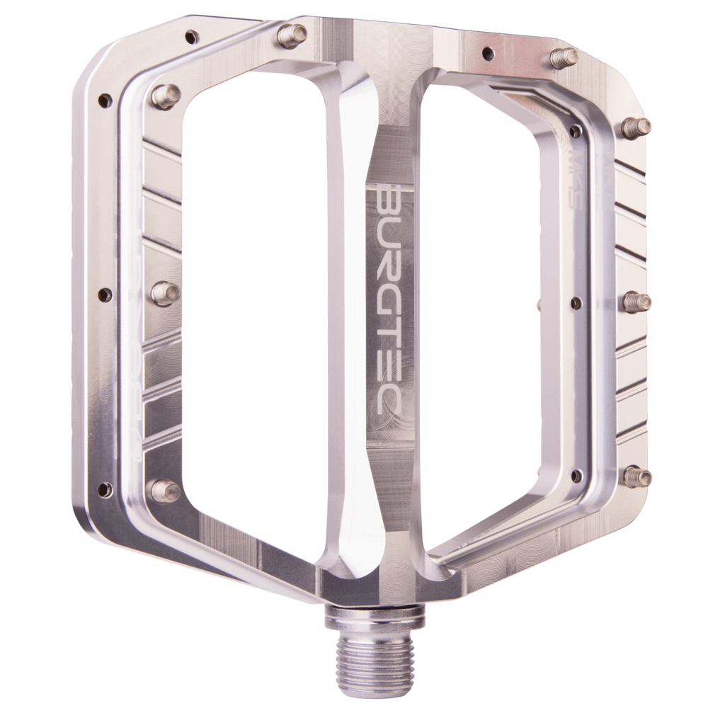 uPRISE Bikes Burgtec Penthouse MK5 Flat MTB Pedals - Rhodium Silver | Price match, 365 day return s, 18-Month Warranty, Finance Available & Free UK Delivery