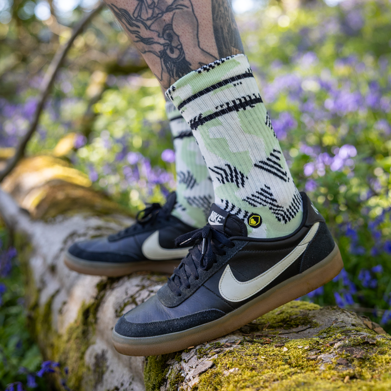 Burgtec Everyday Crew Patterned Sock - Snazzy Sage-5