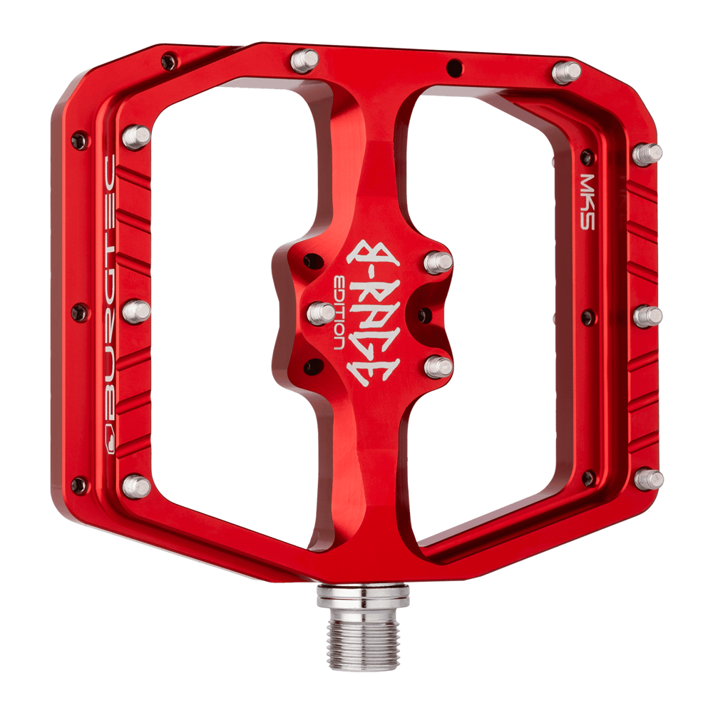 uPRISE Bikes Burgtec Penthouse MK5 B-Rage Edition Flat MTB Pedals - Race Red | Price match, 365 day return s, 18-Month Warranty, Finance Available & Free UK Delivery