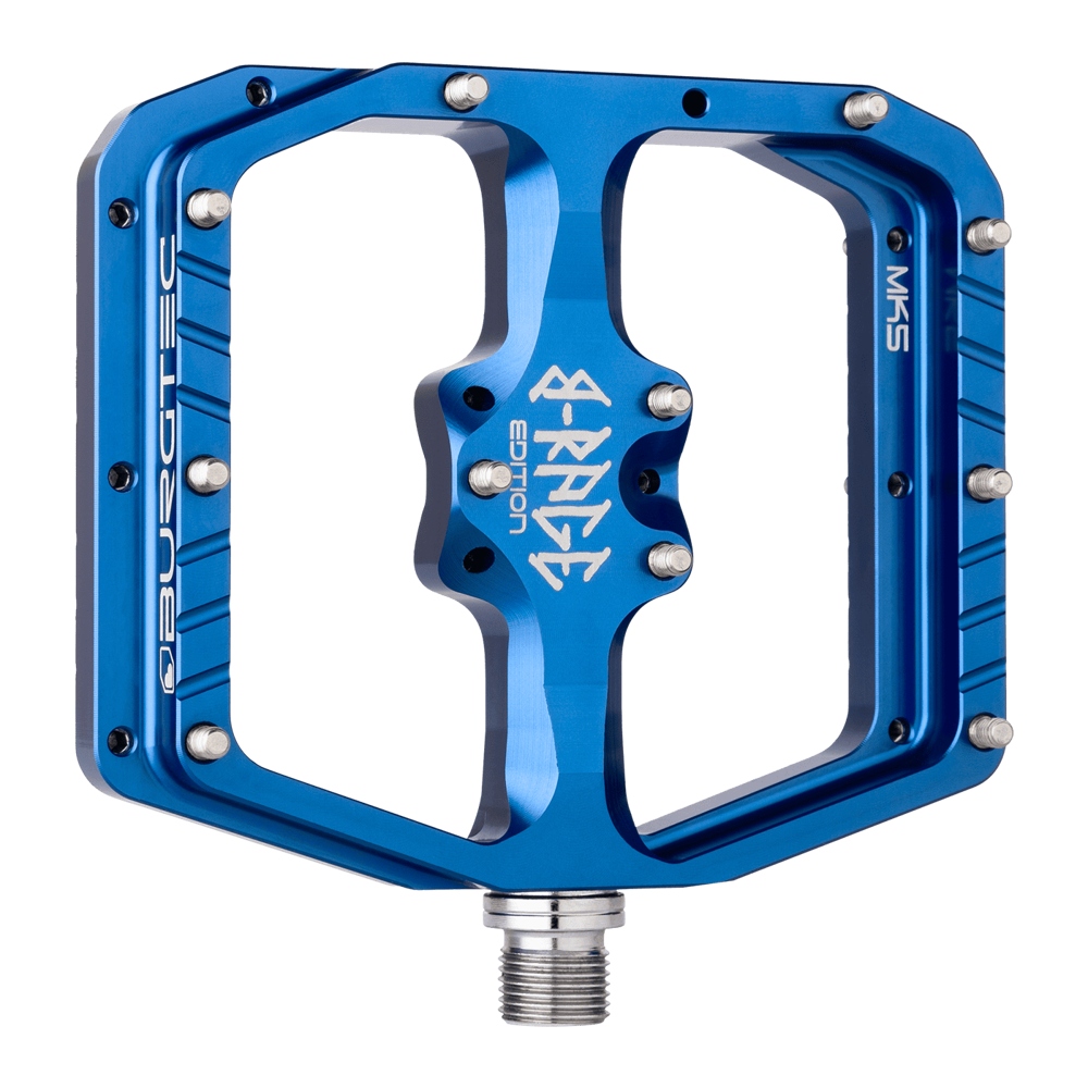 uPRISE Bikes Burgtec Penthouse MK5 B-Rage Edition Flat MTB Pedals - Deep Blue | Price match, 365 day return s, 18-Month Warranty, Finance Available & Free UK Delivery