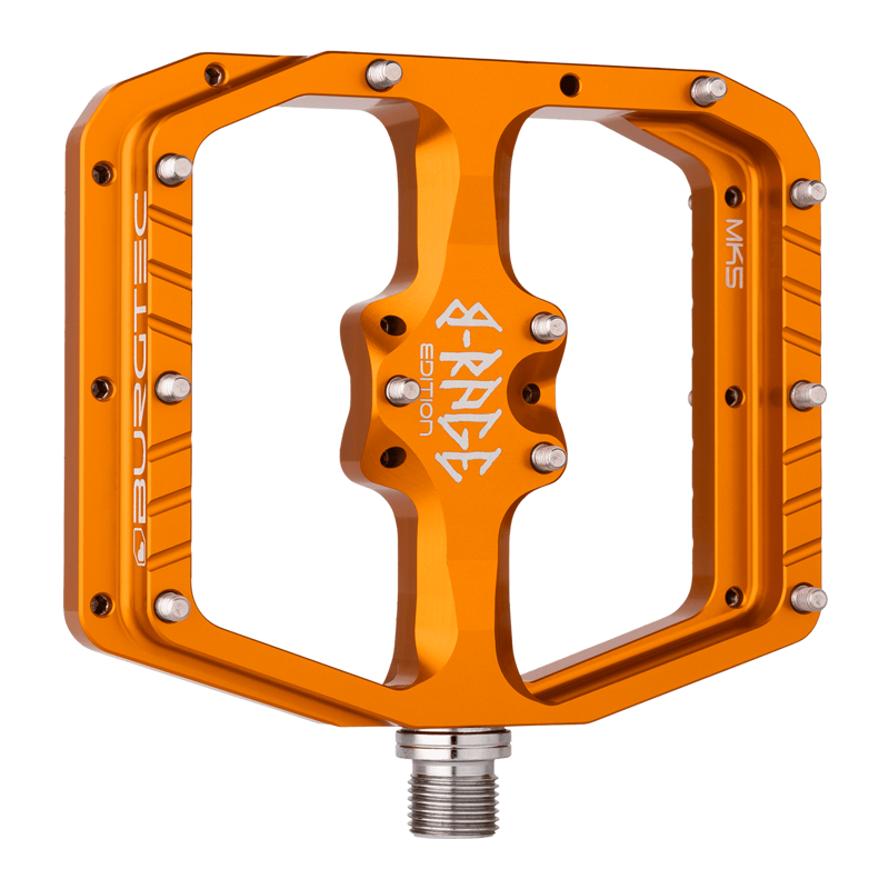 Burgtec Penthouse MK5 B-Rage Edition Flat MTB Pedals - Iron Bro Orange