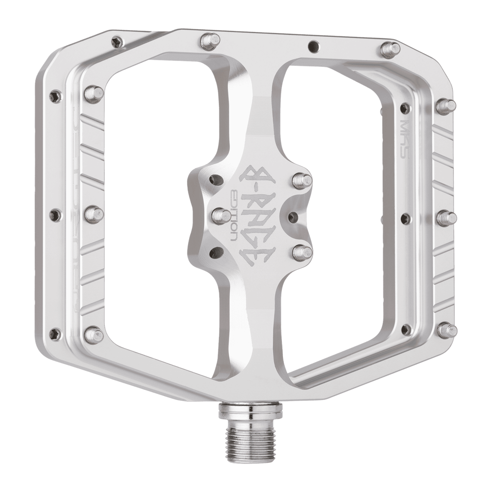 uPRISE Bikes Burgtec Penthouse MK5 B-Rage Edition Flat MTB Pedals - Rhodium Silver | Price match, 365 day return s, 18-Month Warranty, Finance Available & Free UK Delivery