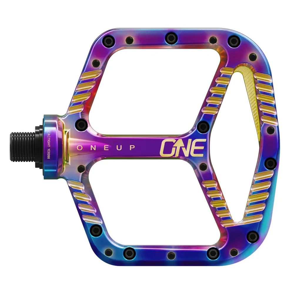 uPRISE Bikes One Up Aluminium Flat MTB Pedals - Oil Slick | Price match, 365 day return s, 18-Month Warranty, Finance Available & Free UK Delivery