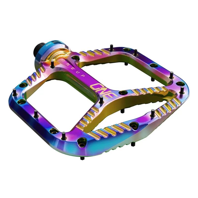 One Up Aluminium Flat MTB Pedals - Oil Slick-1