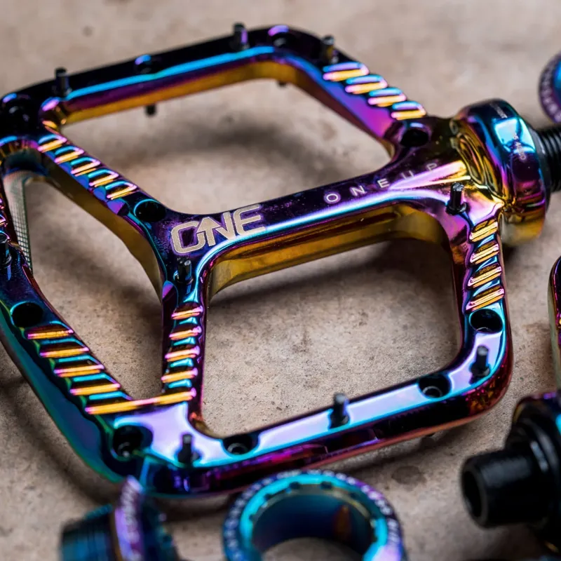 One Up Aluminium Flat MTB Pedals - Oil Slick-4