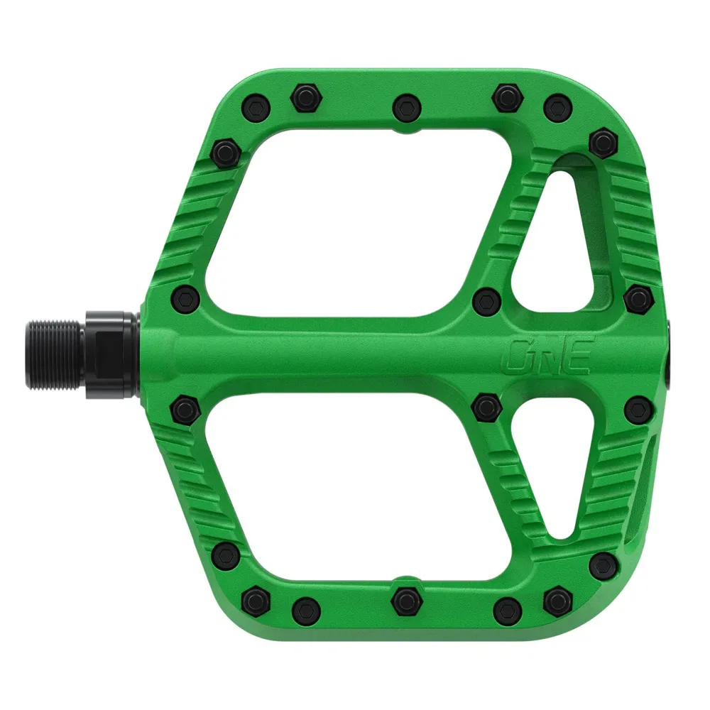 uPRISE Bikes One Up Composite Flat MTB Pedals - Green | Price match, 365 day return s, 18-Month Warranty, Finance Available & Free UK Delivery