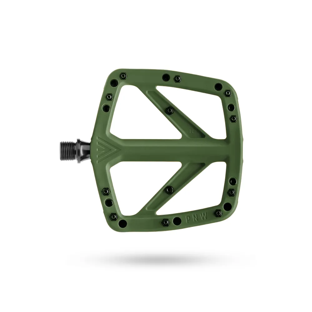 uPRISE Bikes Pnw PNW Range Composite Flat MTB Pedal - Moss Green | Price match, 365 day return s, 18-Month Warranty, Finance Available & Free UK Delivery