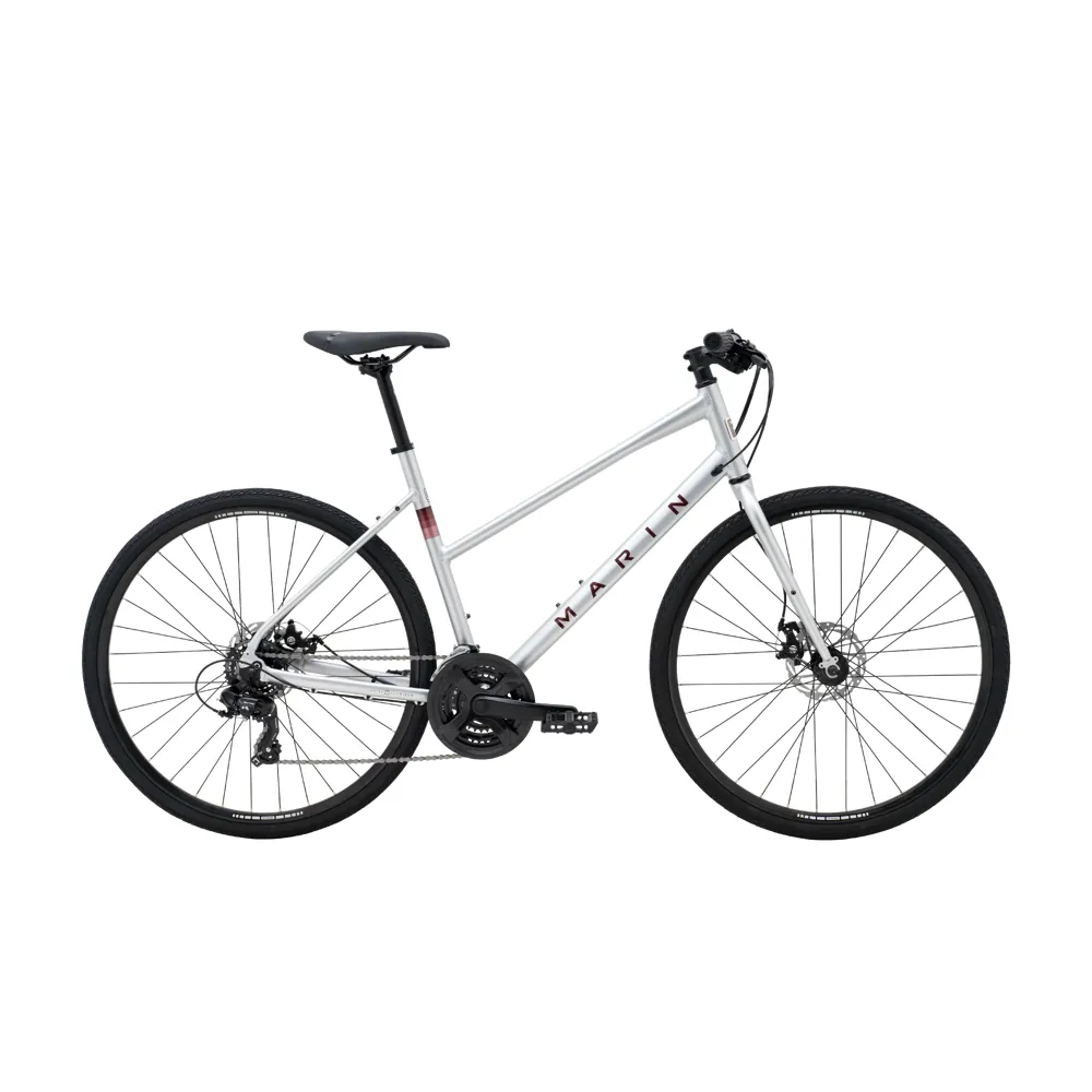 uPRISE Bikes Marin Fairfax 1 ST 2026 Women's Hybrid Bike - Silver/Red | Price match, 365 day return s, 18-Month Warranty, Finance Available & Free UK Delivery