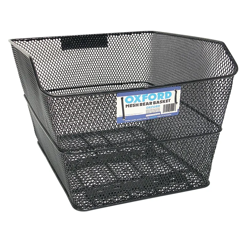 Oxford Mesh Rear Rack Basket With Fittings - Black - 1 Size