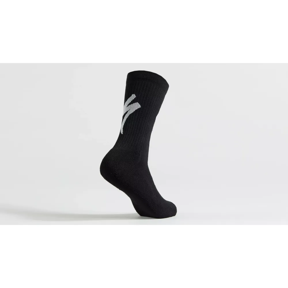 uPRISE Bikes Specialized Techno MTB Tall Logo Men's Socks - Black/White | Price match, 365 day return s, 18-Month Warranty, Finance Available & Free UK Delivery