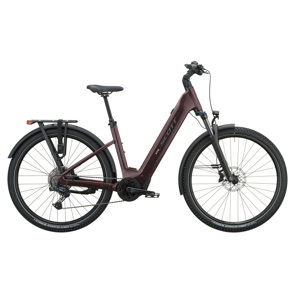 uPRISE Bikes Scott Axis 10 Wave 800wh 2027 Electric Hybrid Bike - Aubergine Red | Price match, 365 day returns, 18-Month Warranty, Finance Available & Free UK Delivery