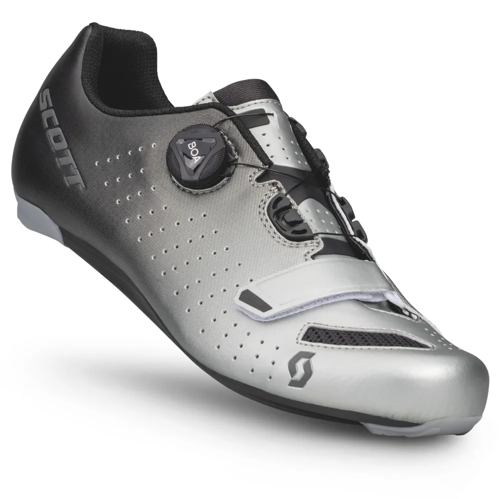uPRISE Bikes Scott Comp Boa Road Shoes - Black Fade/Metallic Silver | Price match, 365 day returns, 18-Month Warranty, Finance Available & Free UK Delivery