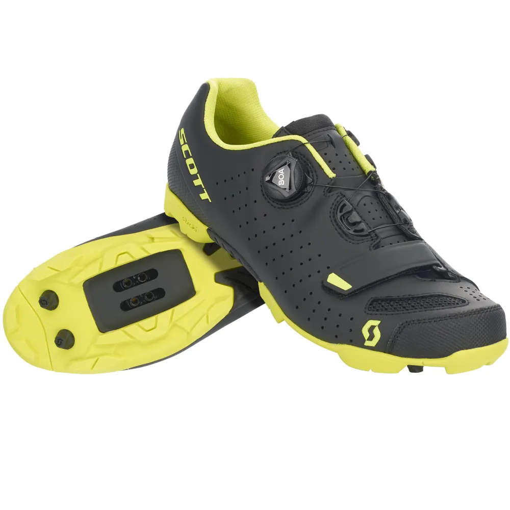 uPRISE Bikes Scott Comp Boa MTB Shoes - Matt Black/Sulphur Yellow | Price match, 365 day return s, 18-Month Warranty, Finance Available & Free UK Delivery