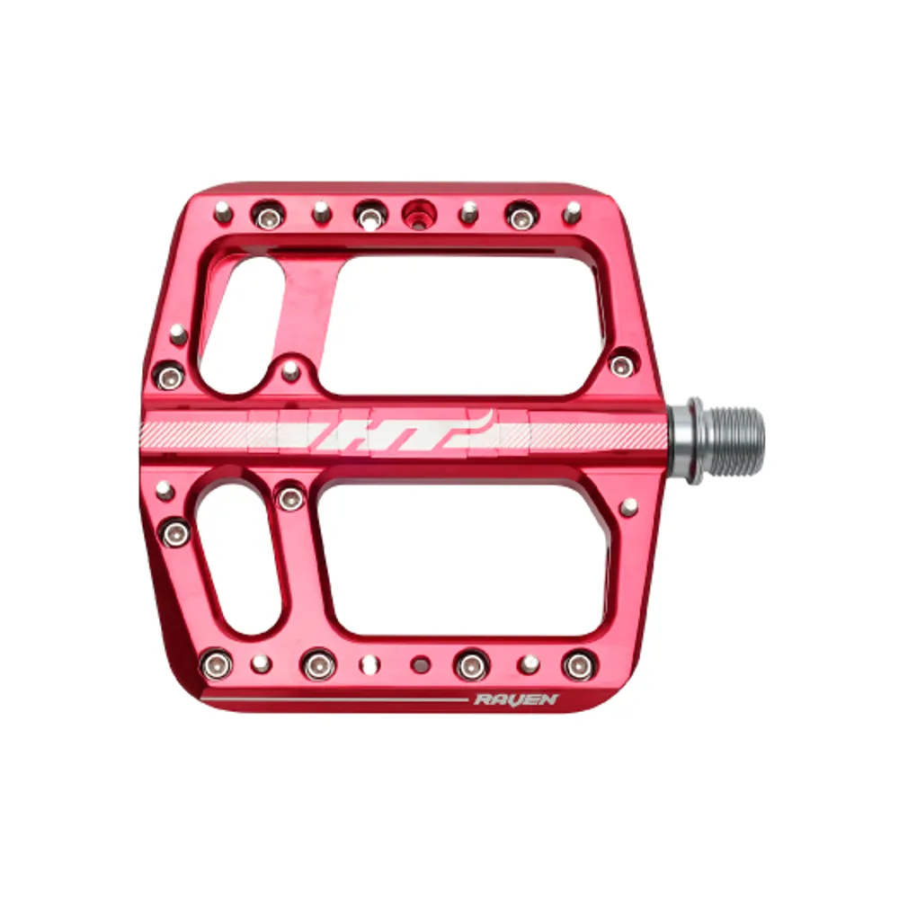 uPRISE Bikes HT Components Raven Flat MTB Pedals - Red | Price match, 365 day returns, 18-Month Warranty, Finance Available & Free UK Delivery