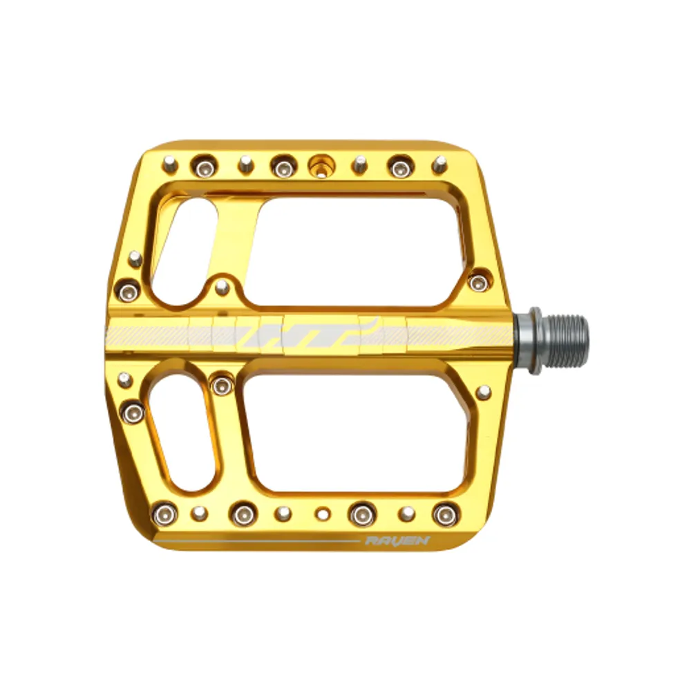 uPRISE Bikes HT Components Raven Flat MTB Pedals - Gold | Price match, 365 day returns, 18-Month Warranty, Finance Available & Free UK Delivery