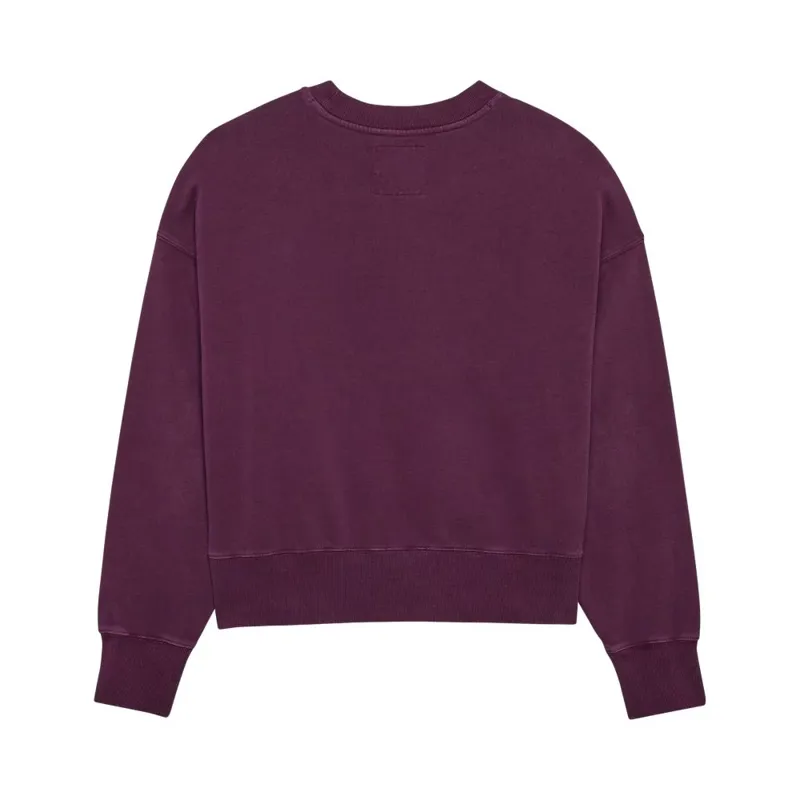 Fox Wordmark Oversized Women's Fleece Crew Pullover - Sangria-1