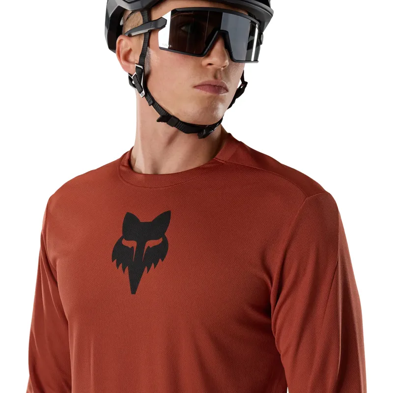 Fox Ranger Fox Head Men's Long Sleeve Jersey - Amber Scarlet-4