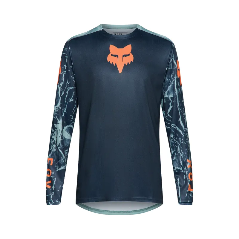 Fox Ranger Image Print Men's Long Sleeve Jersey - Arctic Blue