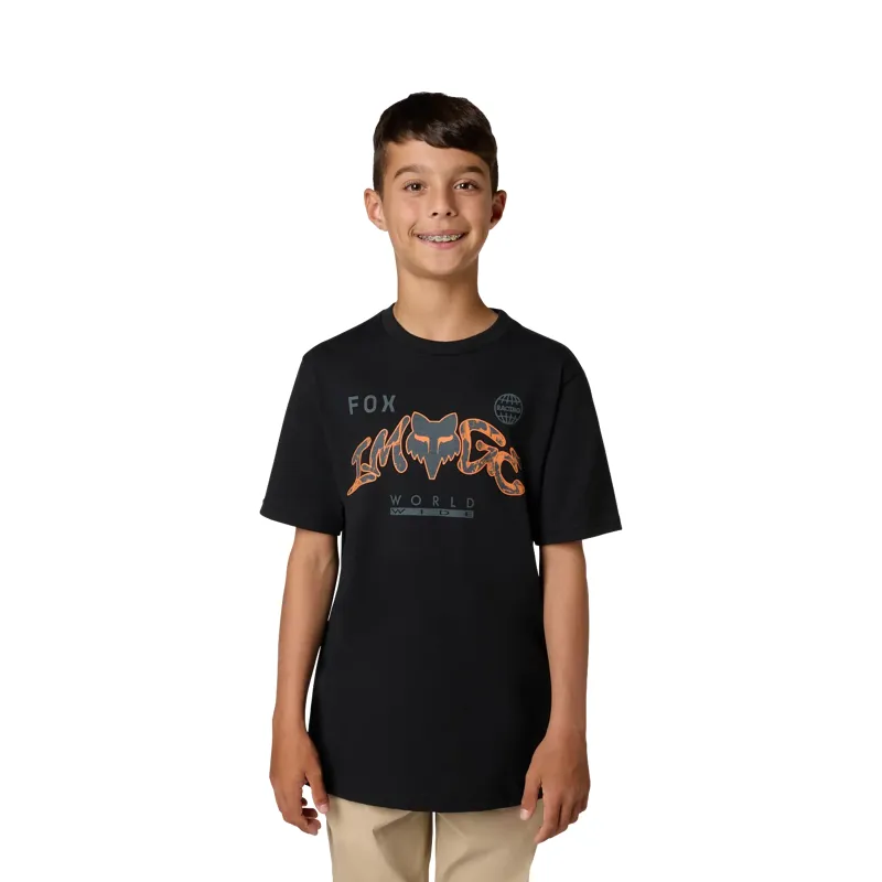 Fox Image Print Youth Short Sleeve Tee - Black-2