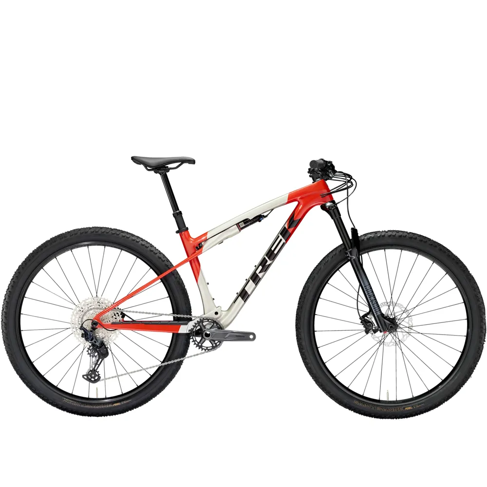 uPRISE Bikes Trek Supercaliber SL 9.6 Gen 2 2025 Full Sus MTB - Lunar Silver/Lava Red | Price match, 365 day return s, 18-Month Warranty, Finance Available & Free UK Delivery