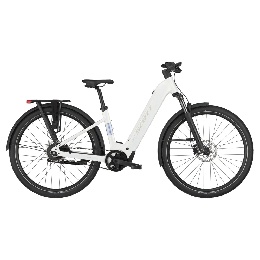 uPRISE Bikes Scott Sub 10 Belt Wave 2025 Electric Hybrid Bike - Bianco White | Price match, 365 day return s, 18-Month Warranty, Finance Available & Free UK Delivery