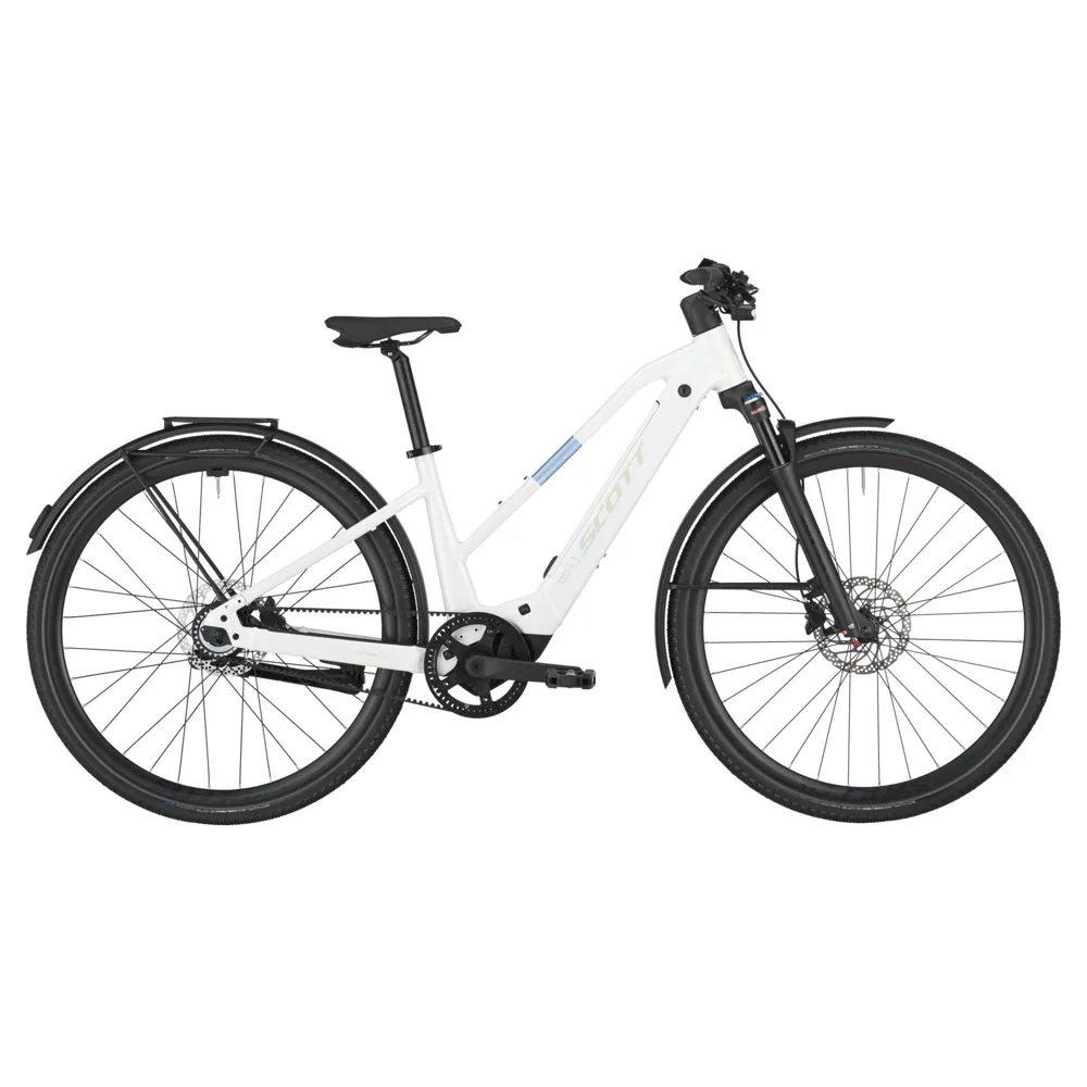 uPRISE Bikes Scott Passage 10 Belt Slope 2025 Electric Hybrid Bike - Bianco White | Price match, 365 day return s, 18-Month Warranty, Finance Available & Free UK Delivery