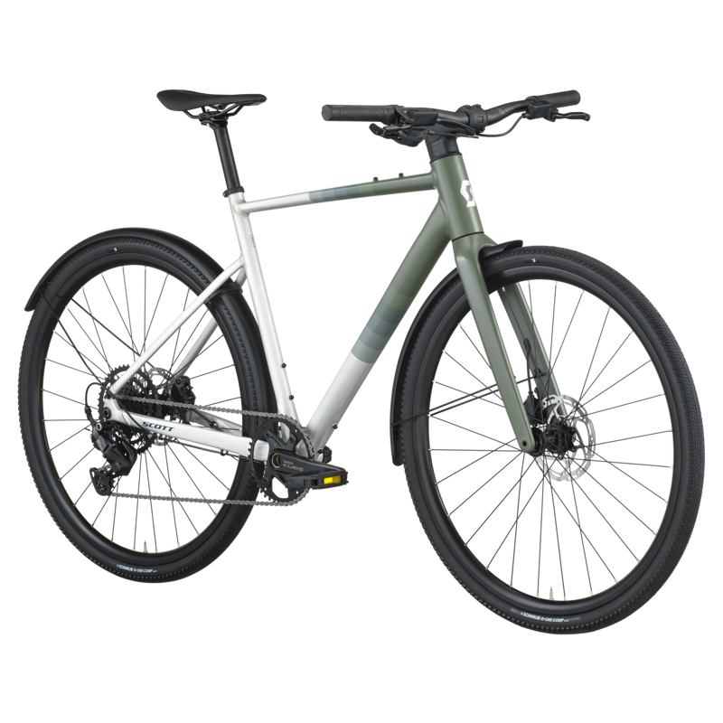 Scott Metrix 30 EQ 2026 Hybrid Bike - Alloy Silver/Wenge Green-1